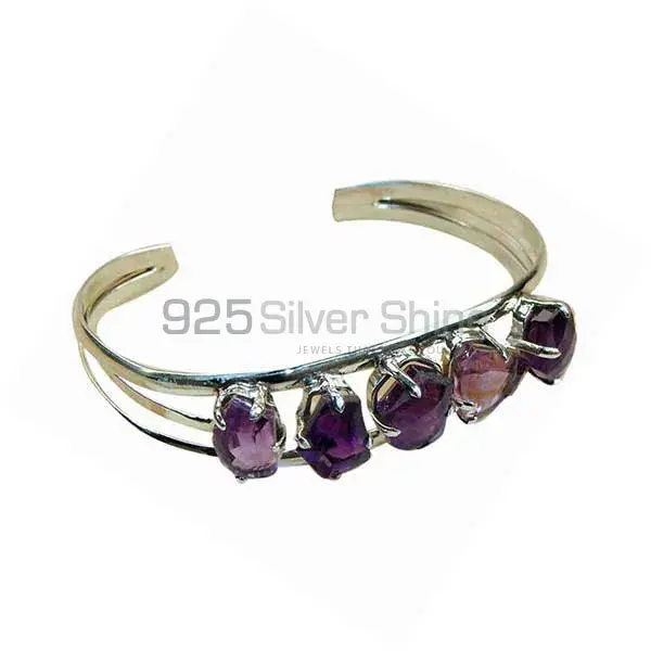 Amethyst Gemstone Handmade Cuff Bangles In 925 Sterling Silver Gold Plated 925SSB123