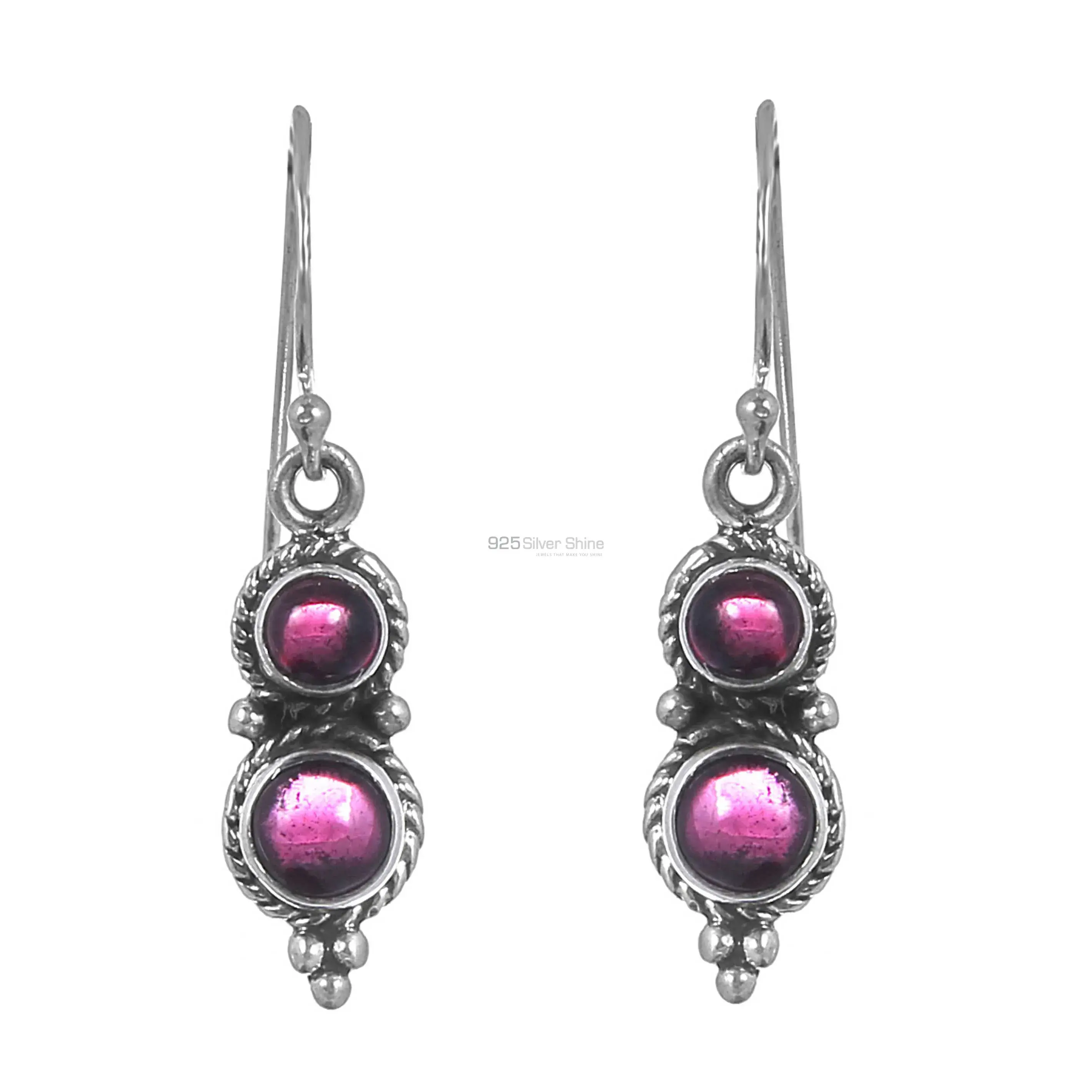 Garnet Gemstone Earring In Sterling Silver Jewelry 925SE177_0