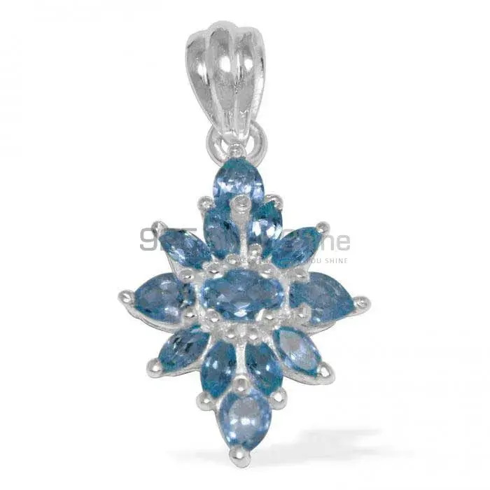 Blue Topaz Gemstone Pendants In 925 Solid Silver Jewelry 925SP1514