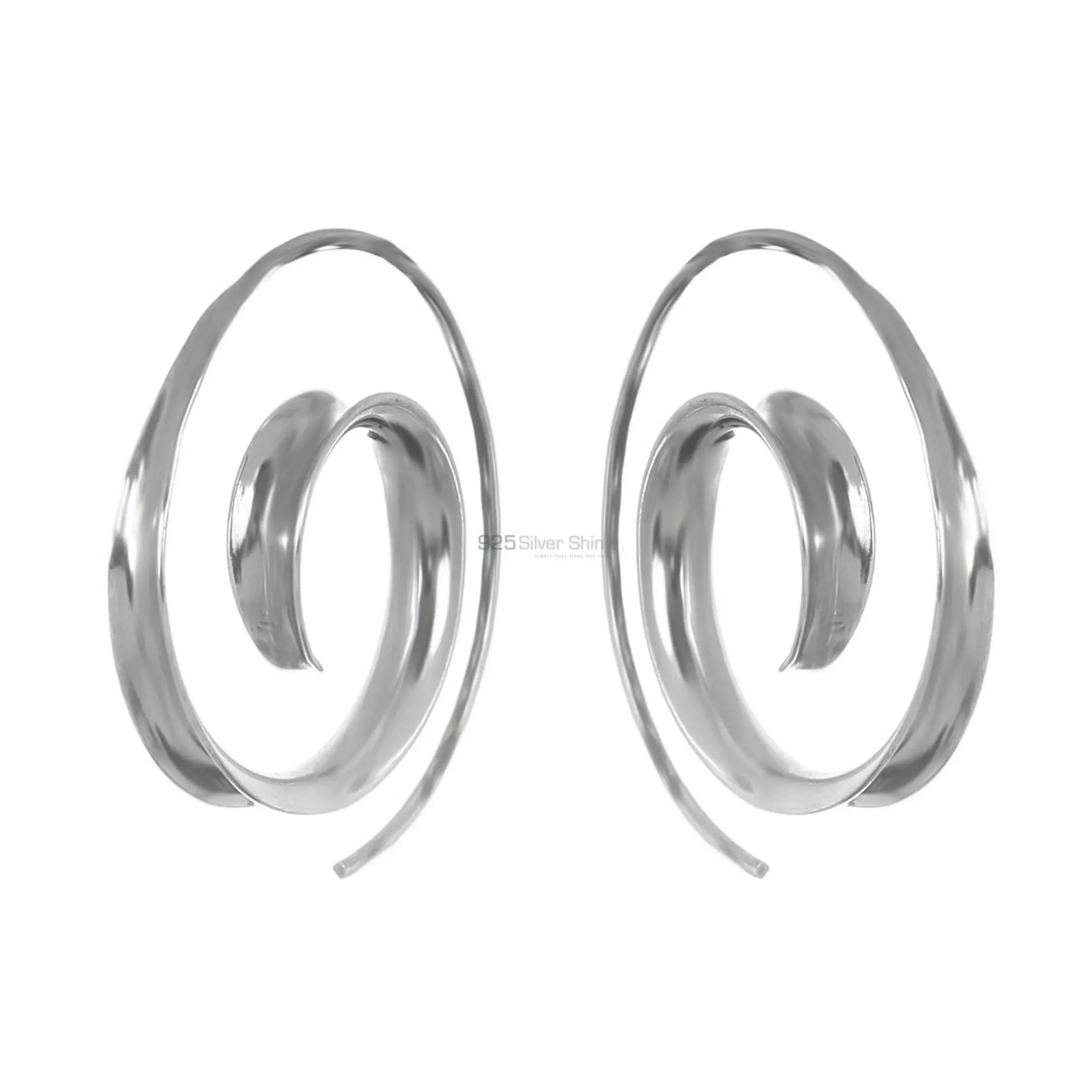Plain Fine Sterling Silver earring 925SE185_1