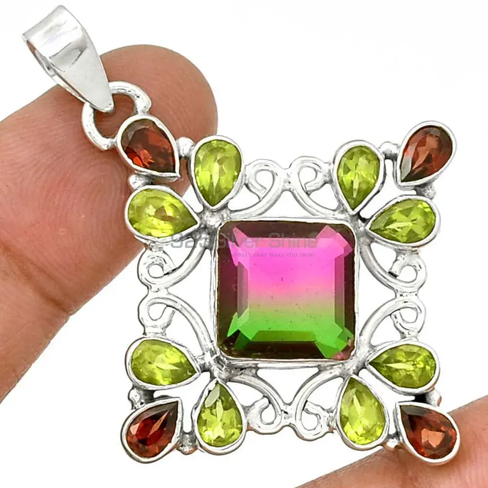Fine Sterling Silver Pendants In Multi Gemstone Jewelry 925SP37-6_0