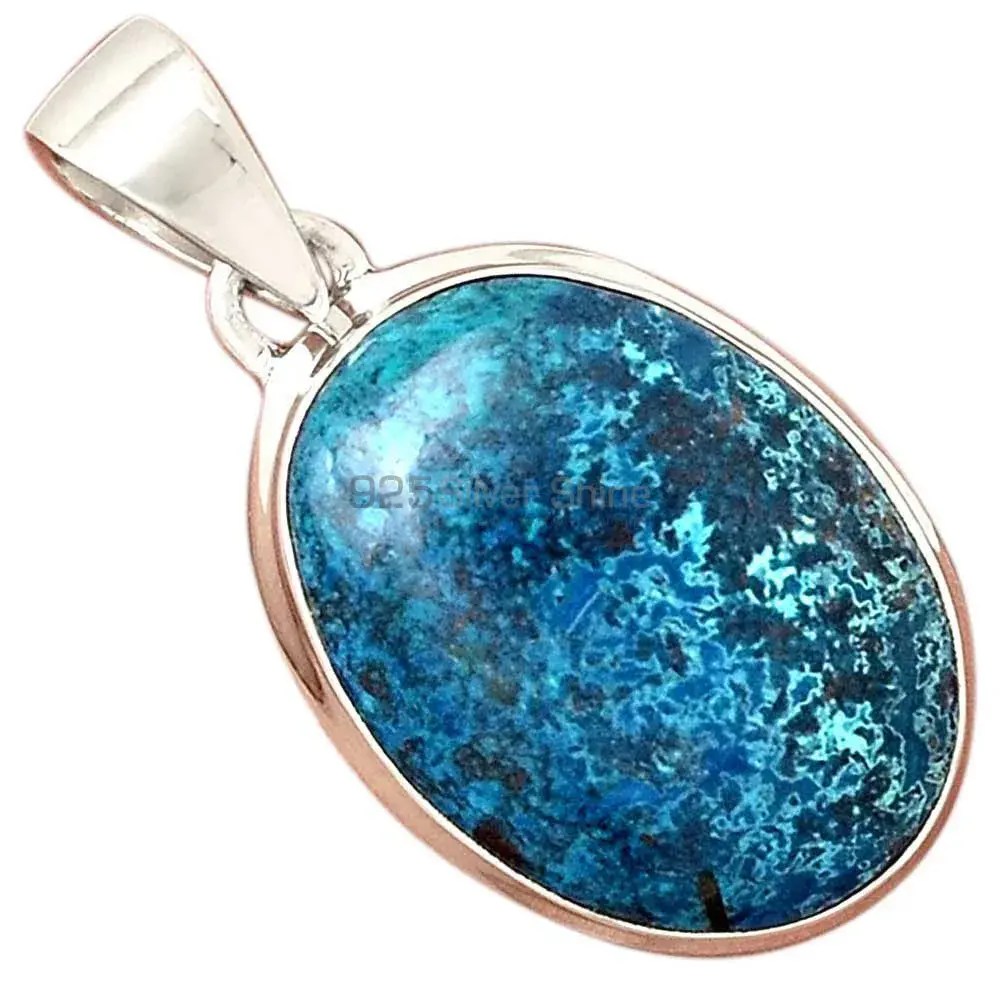Fine Sterling Silver Pendants In Azurite Malachite Gemstone Jewelry 925SP158_0