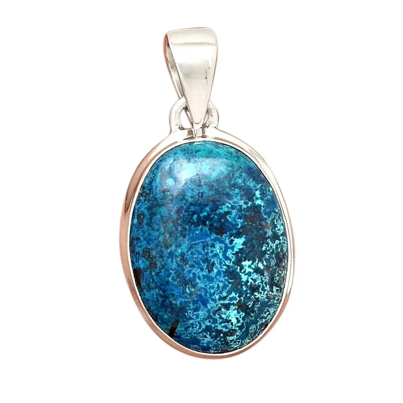 Fine Sterling Silver Pendants In Azurite Malachite Gemstone Jewelry 925SP158_1