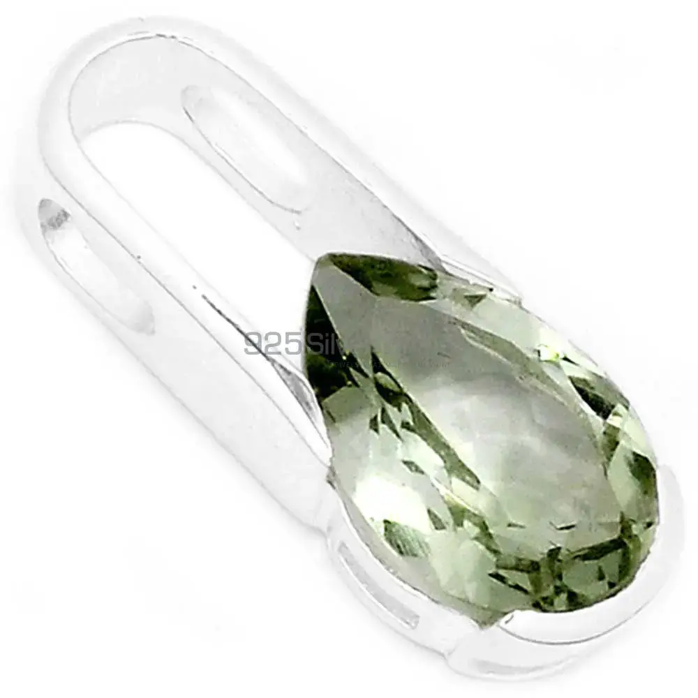 Fine Sterling Silver Pendants In Green Amethyst Gemstone Jewelry 925SSP344-1_0