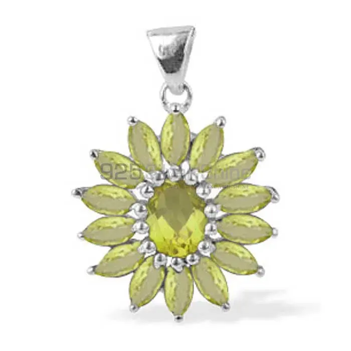 Fine Sterling Silver Pendants In Peridot Gemstone Jewelry 925SP1633