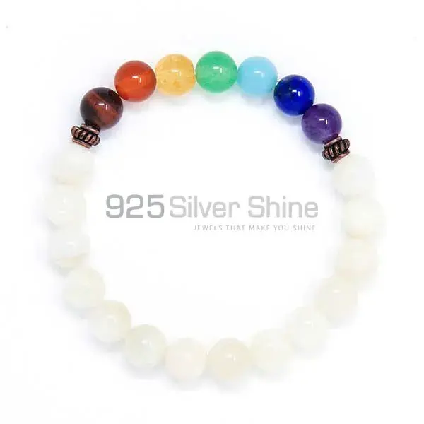 Genuine Moonstone Chakra Gemstone Beads Bracelets 925BB182