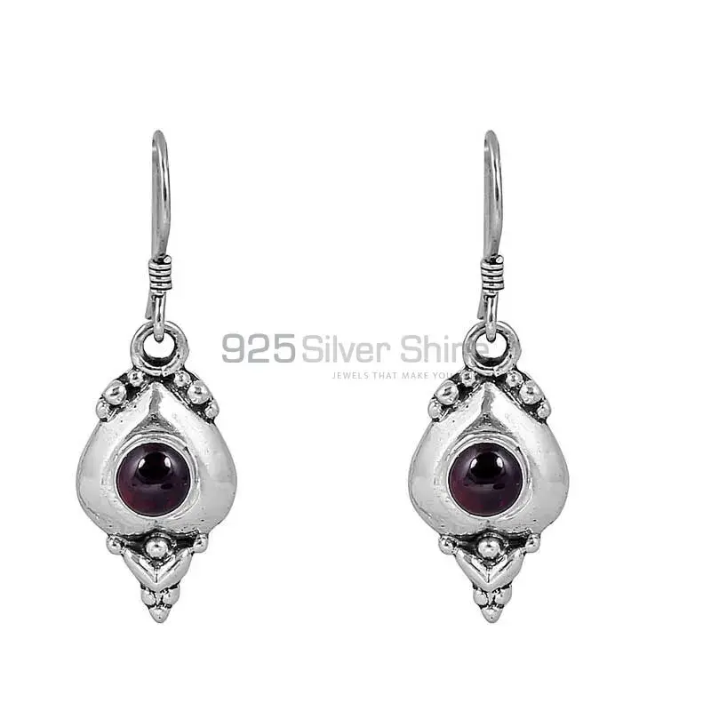 Handmade Silver Earring In Natural Garnet Gemstone Jewelry 925SE100_1