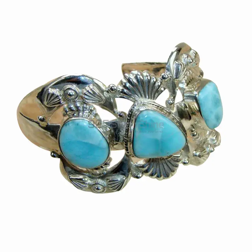 Larimar Gemstone Cuff Bangles In 925 Fine Silver 925SSB120