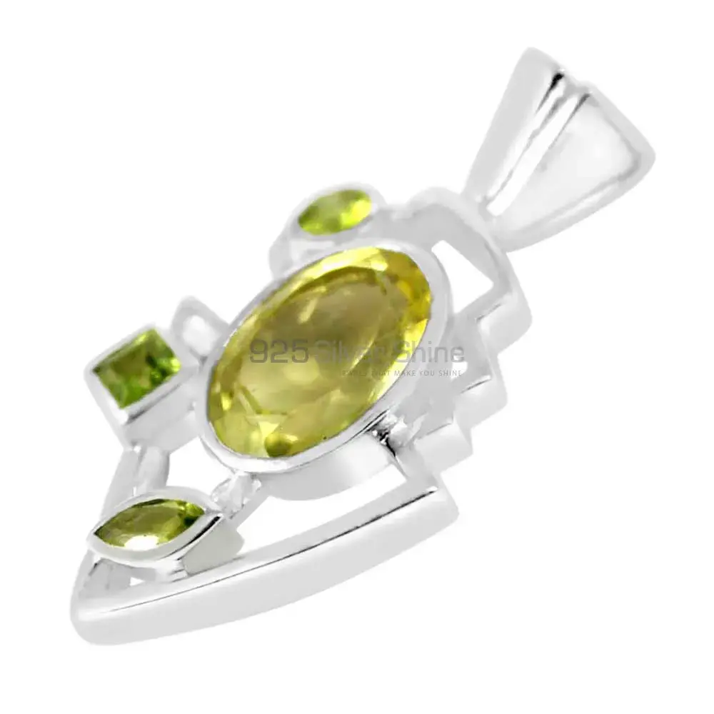 Lemon Quartz, Peridot Gemstone Handmade Pendants In Solid Sterling Silver Jewelry 925SP234-5_0