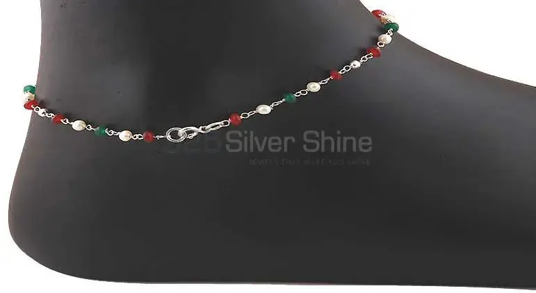 Multi Gemstone Anklet In 925 Solid Silver Jewelry 925ANK151