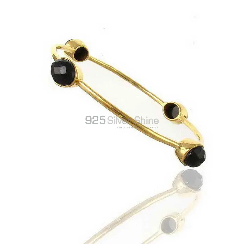 Natural Black Onyx Gemstone Handmade Bracelet In Sterling Silver Jewelry 925SSB72