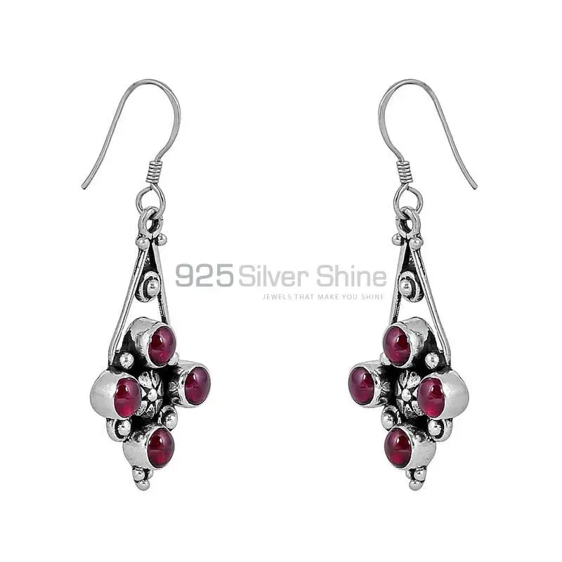 Natural Garnet Gemstone Earring In Sterling Silver Jewelry 925SE83_2