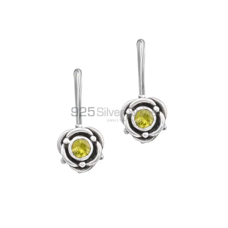 Natural Peridot Gemstone Handmade Earring In 925 Silver 925SE26_1