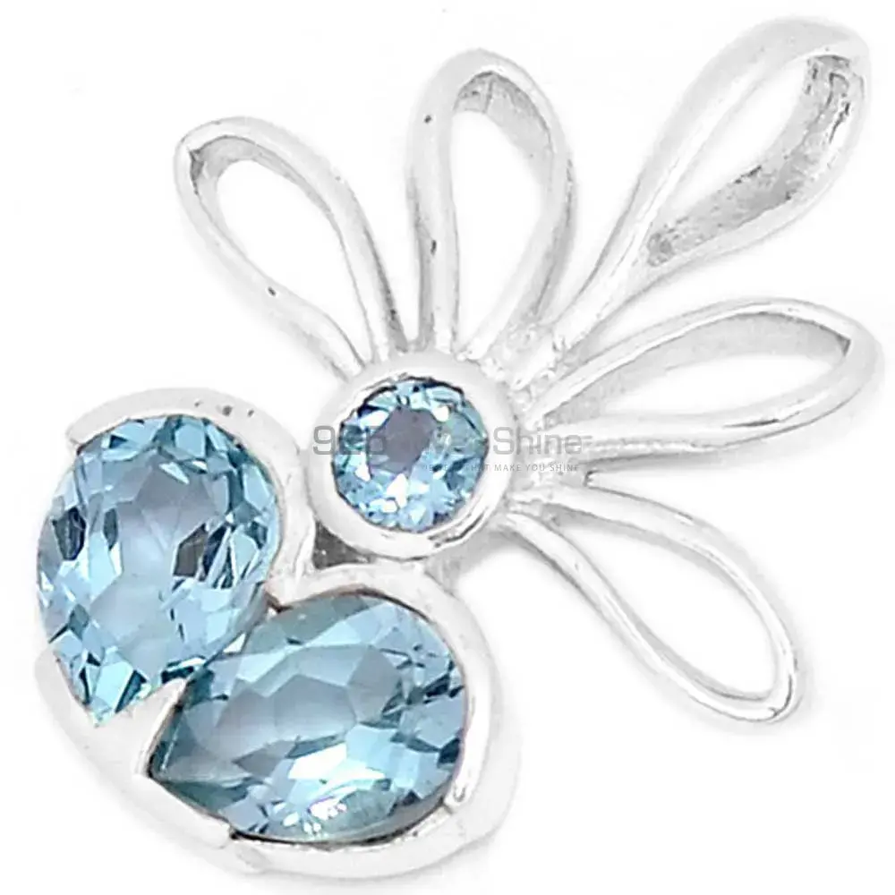 Solid Sterling Silver Handmade Pendants In Blue Topaz Gemstone Jewelry 925SP270-1_1