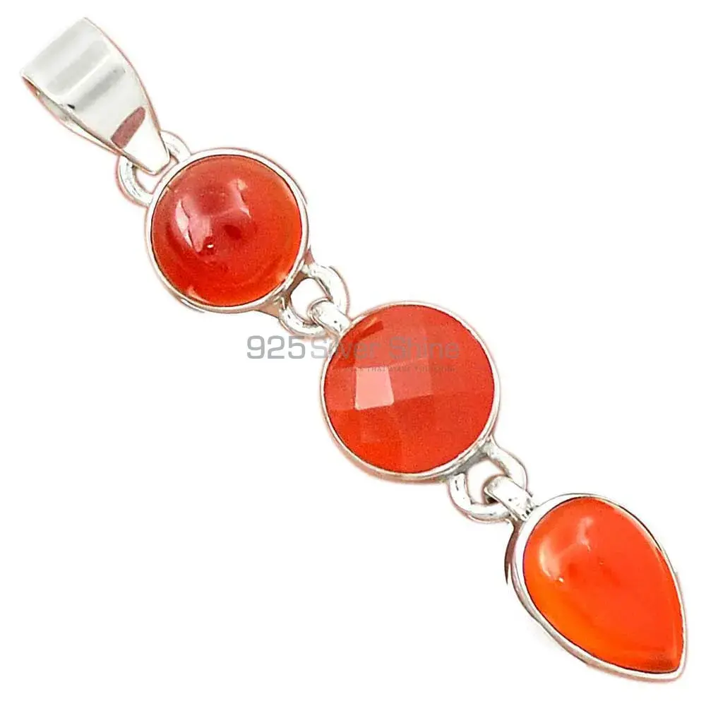 Solid Sterling Silver Handmade Pendants In Carnelian Gemstone Jewelry 925SP193-2_0
